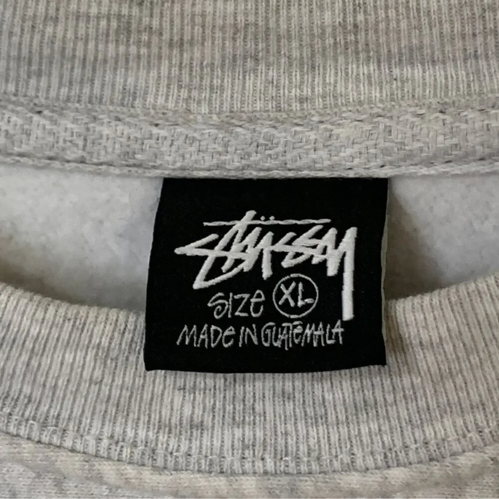 Stussy Milk Crew Ash Heather Graphic Crewneck Sweatshirt XL - Picture 4 of 11